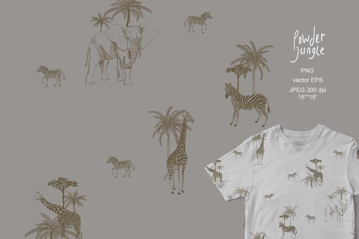 Powder jungle seamless + clipart set, a Pattern Graphic by PatternsBlooming (Photo 4 of 5)