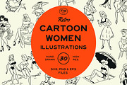 Retro Cartoon Women Illustrations, an Illustration by FM Era Studio (Thumbnail 1 of 4)