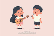 Little Girl Guitar Singing Cartoon, a Person Illustration by Partikusi Design (Thumbnail 2 of 3)