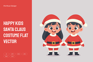 Happy Kids Santa Claus Costume Flat, an Object Illustration by Partikusi Design
