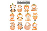 Watercolor Pumpkin Patch Animal, an Animal Illustration by CharmClipart (Thumbnail 5 of 10)