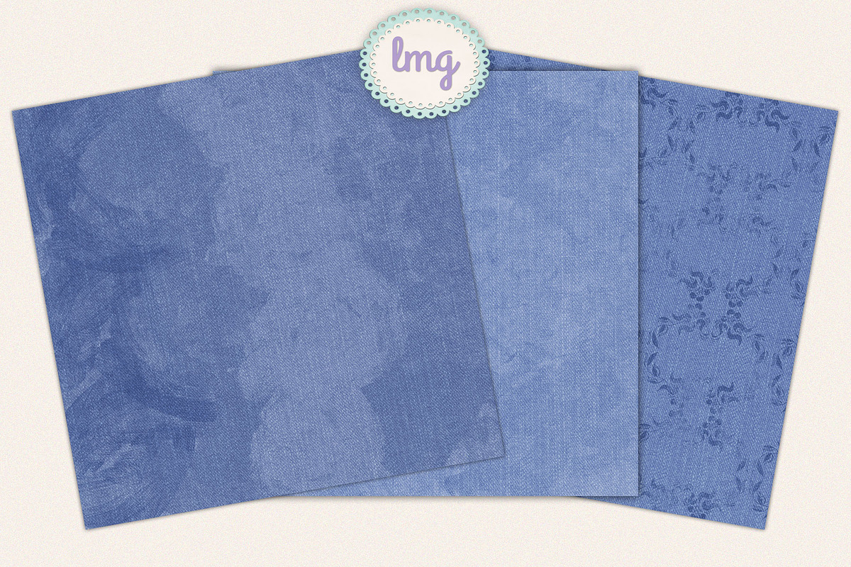 Blue Jean Digital Scrapbook Papers, a Pattern Graphic by Lavender Mint Graphics (Photo 3 of 5)