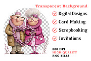 Quirky Valentine Old Couple Clipart, an Illustration by Dream Creation (Thumbnail 7 of 7)