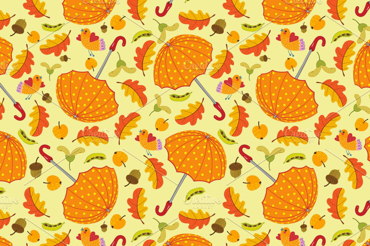 Fall background umbrella pattern preview 3