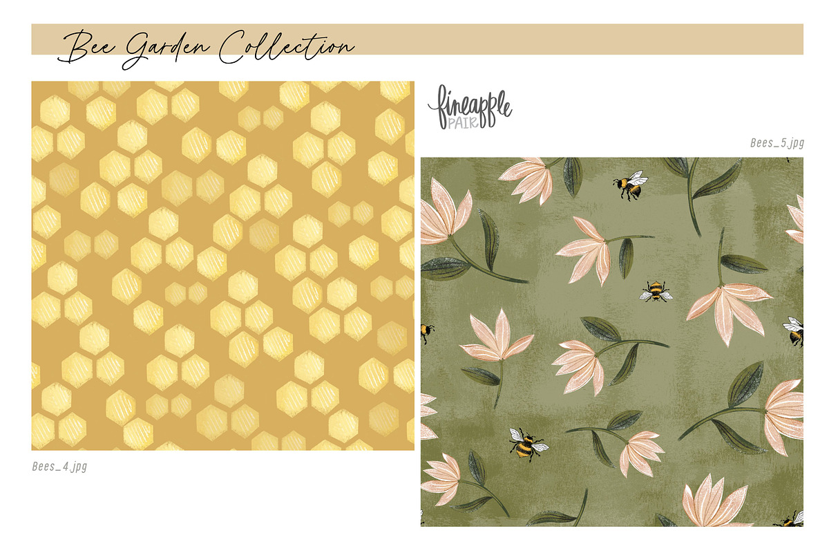 Bees Digital Paper, a Pattern Graphic by FINEAPPLE (Photo 4 of 8)