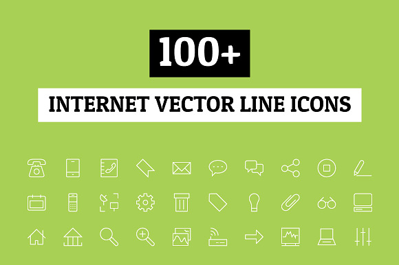 100 Internet Vector Line Icons