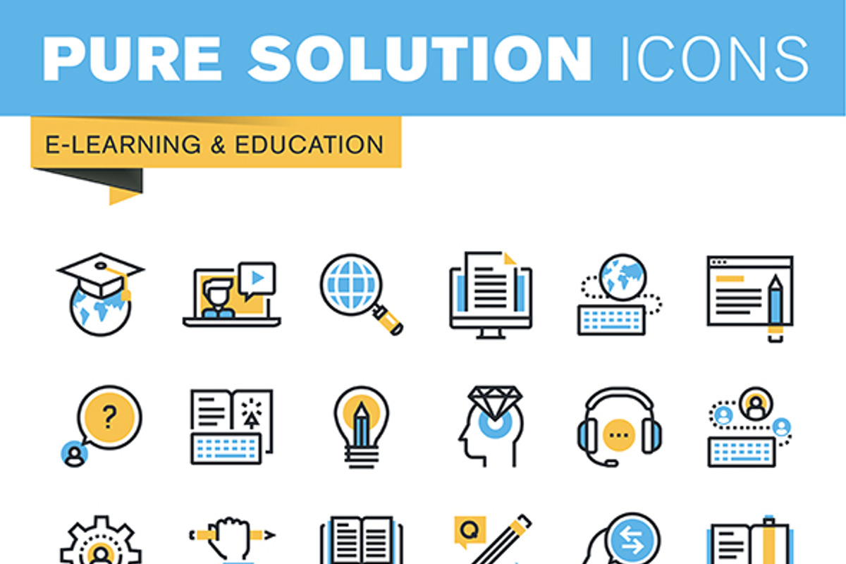 Flat Line Icons of Education preview 3