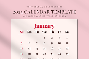 2025 CALENDAR CANVA TEMPLATE, a Stationery Template by The Little Lily Studio