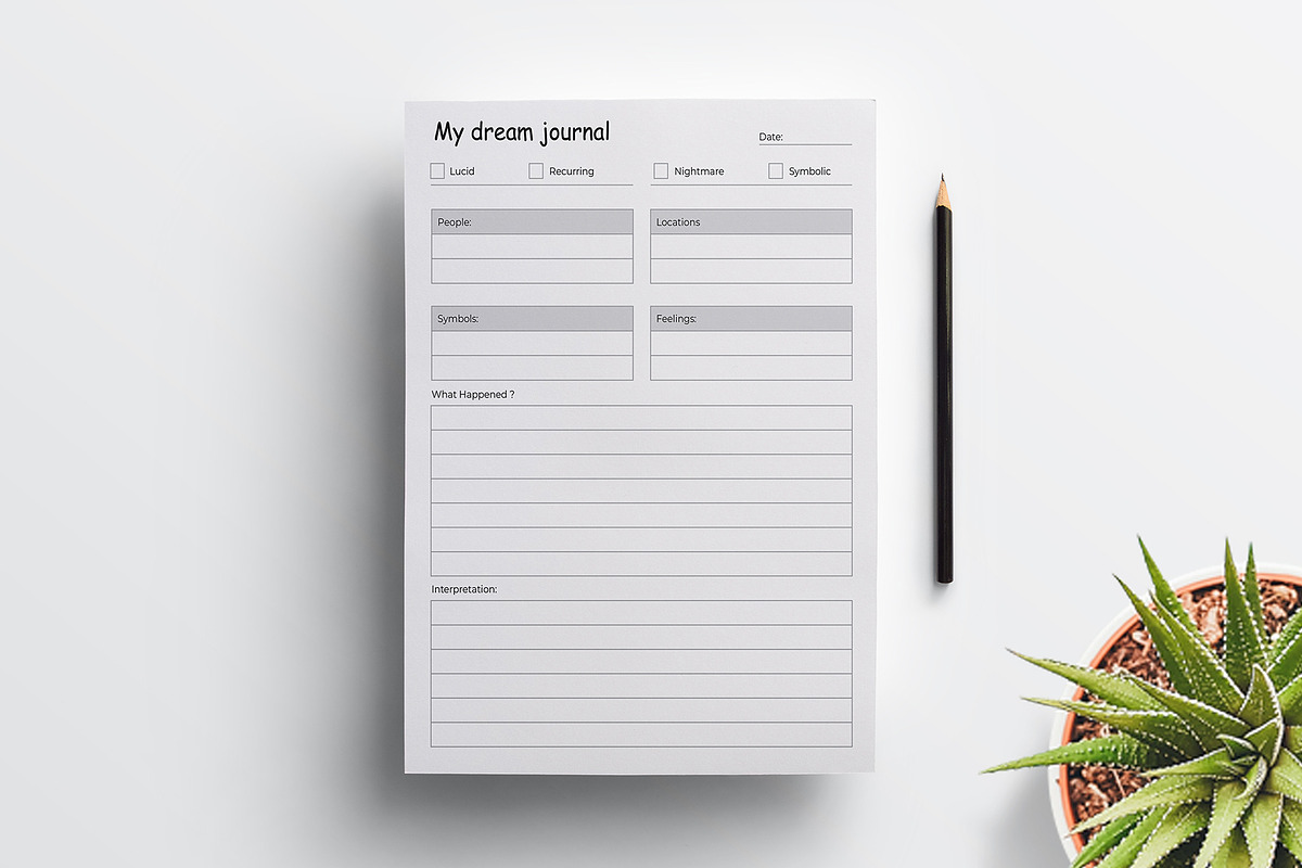 Editable Dream Journal Planner, a Stationery Template by Mazharul Islam (Photo 2 of 3)