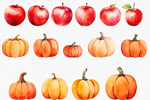 Cozy Autumn Watercolor Clipart PNG