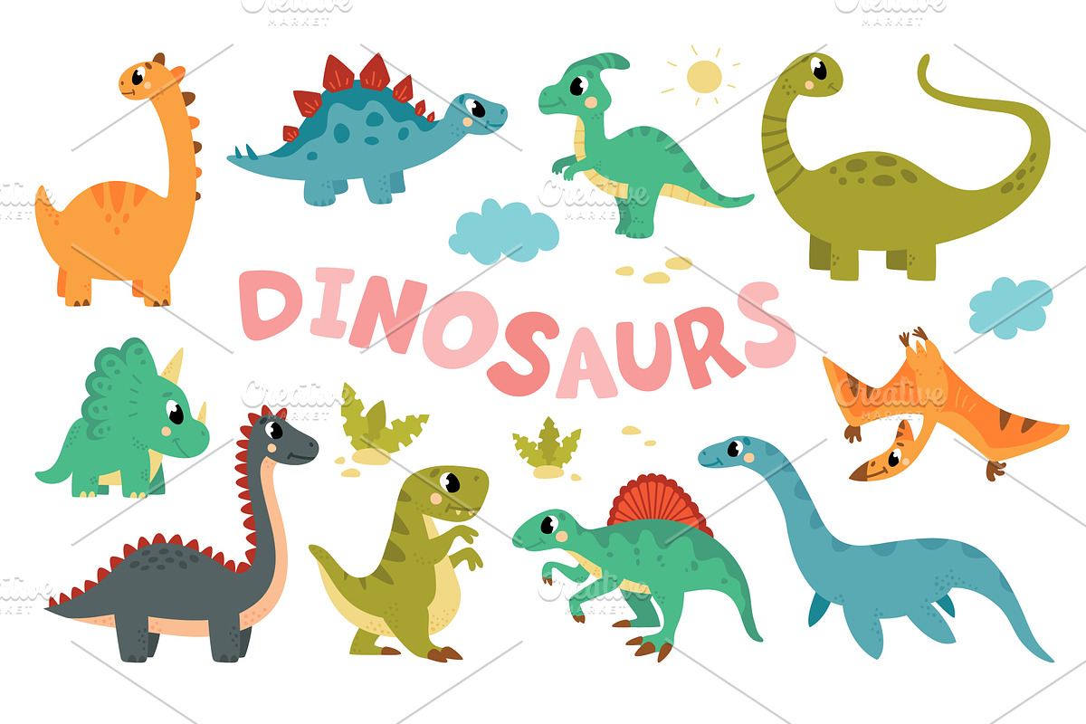 Cute flat herbivore dinosaur, a Graphic by LadadikArt
