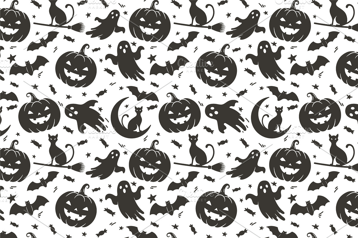 Cute seamless Halloween pattern, a Pattern Graphic by Yayasya (Photo 3 of 3)