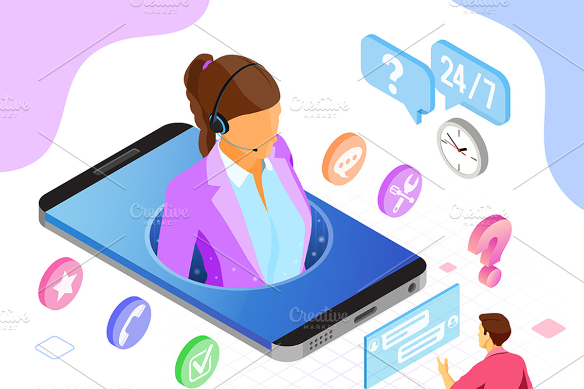 Online Support Isometric Services, a Person Illustration by TAlex (Photo 3 of 6)