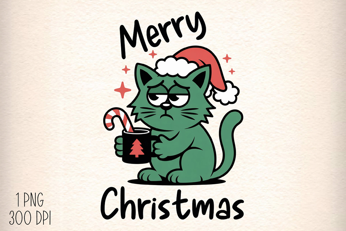 Christmas Sarcastic Funny Cat Merry, an Illustration by Daily.Designs (Photo 1 of 5)