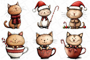Watercolor Christmas Cats Clipart, an Illustration by DreamPrint404 (Thumbnail 5 of 7)