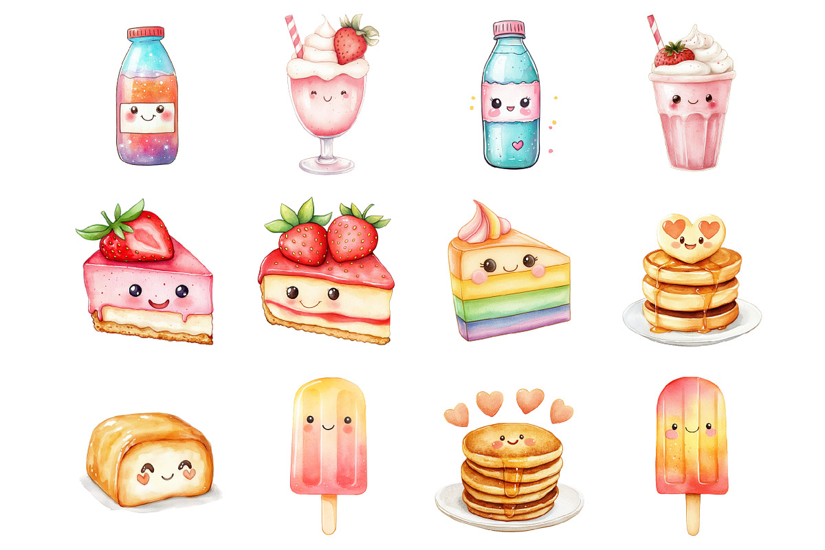 Kawaii Sweets and Drinks Clipart, an Illustration by Design Market (Photo 3 of 3)