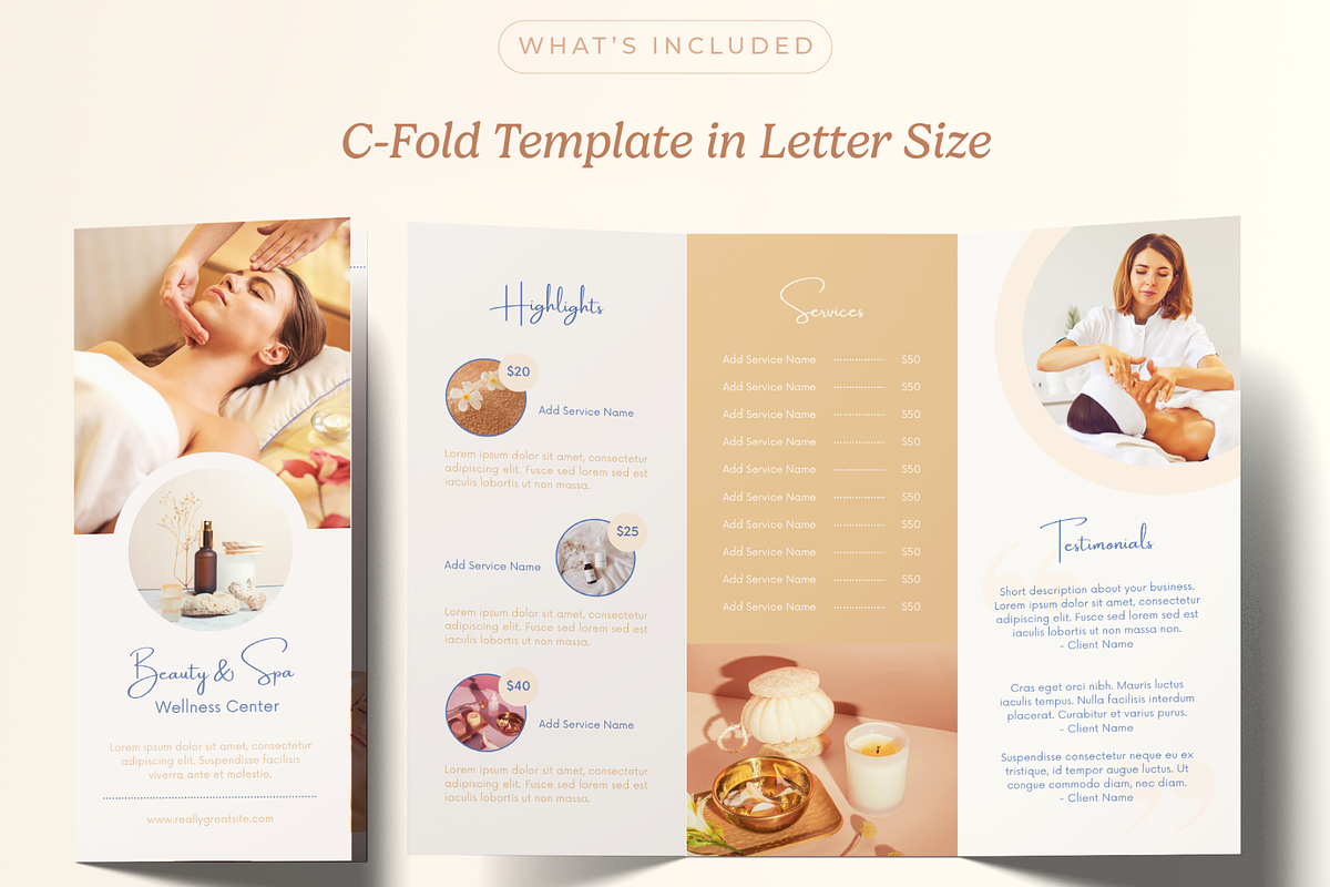 Beauty Salon & Spa Trifold Brochure, a Brochure Template by Creatif Foundry (Photo 2 of 6)