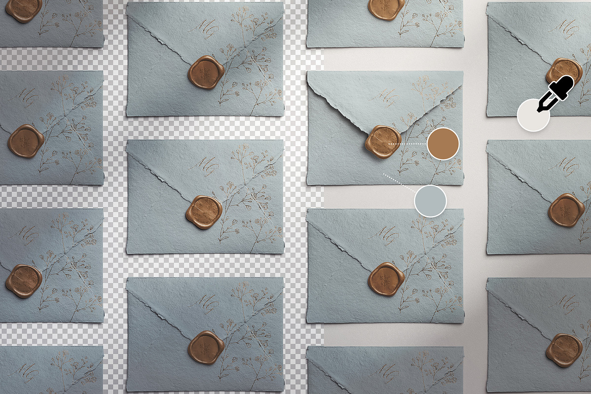 Handmade Envelope Layout with Wax, an Advertising Mockup by Custom Scene (Photo 5 of 11)