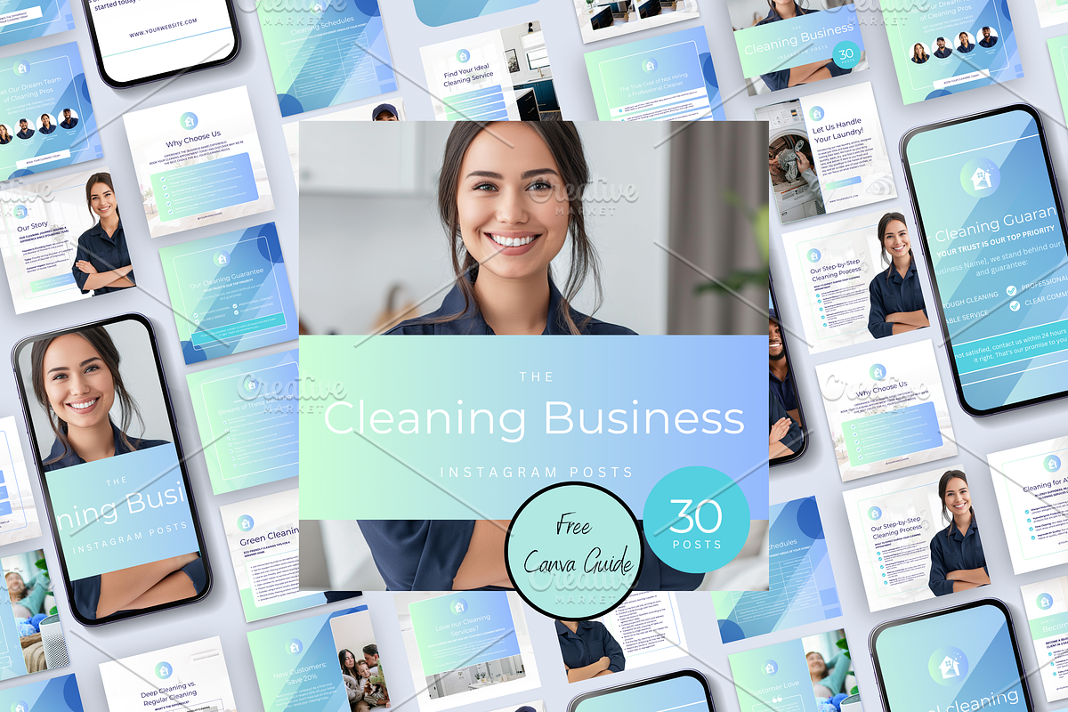 CLEANING BUSINESS INSTAGRAM POSTS, a Social Media Template by Daring Digies (Photo 1 of 8)