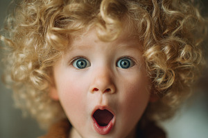 Child shows surprise with open mouth, a Photo by Beautiful things