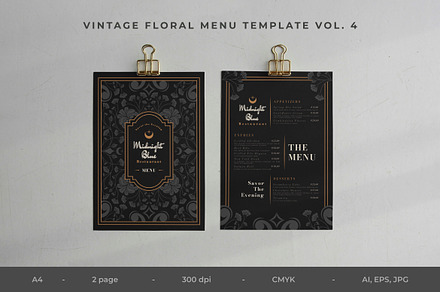 Vintage Floral Menu Vol.4