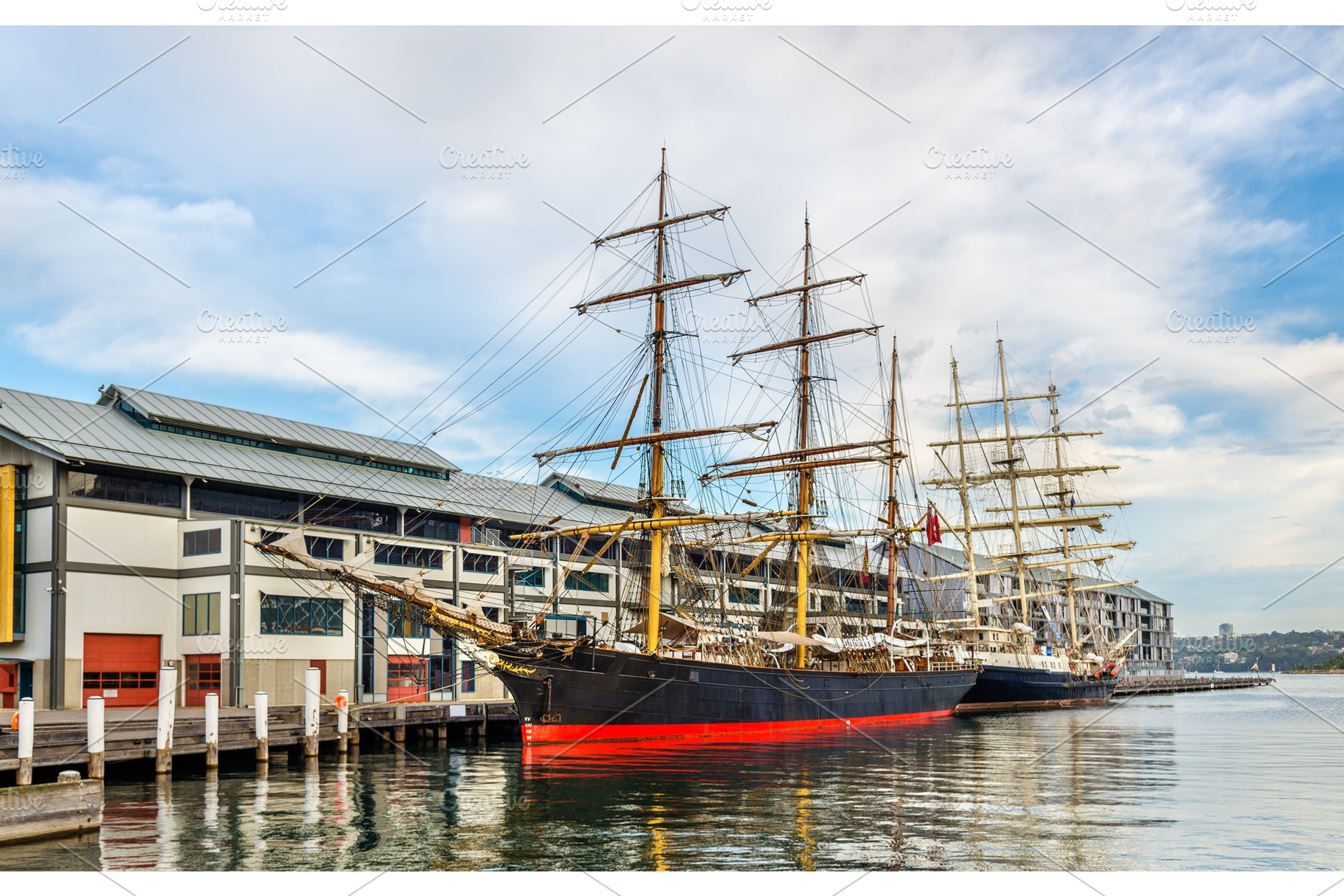 Vintage sailing ships in sydney harbour australia featuring blue, sailer, and, a Transportation Photo by Leonid Andronov