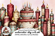Whimsical Happy Birthday Clipart Cli, an Illustration by SVGArt (Thumbnail 1 of 7)