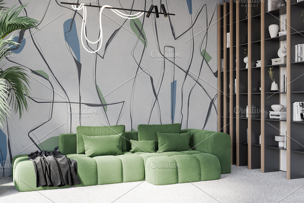 Wallpaper mockup Luxury living room, a Household Mockup by Hunny Badger (Photo 6 of 9)