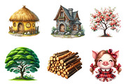 Three Little Pigs Clipart, an Illustration by CreationArt (Thumbnail 3 of 7)