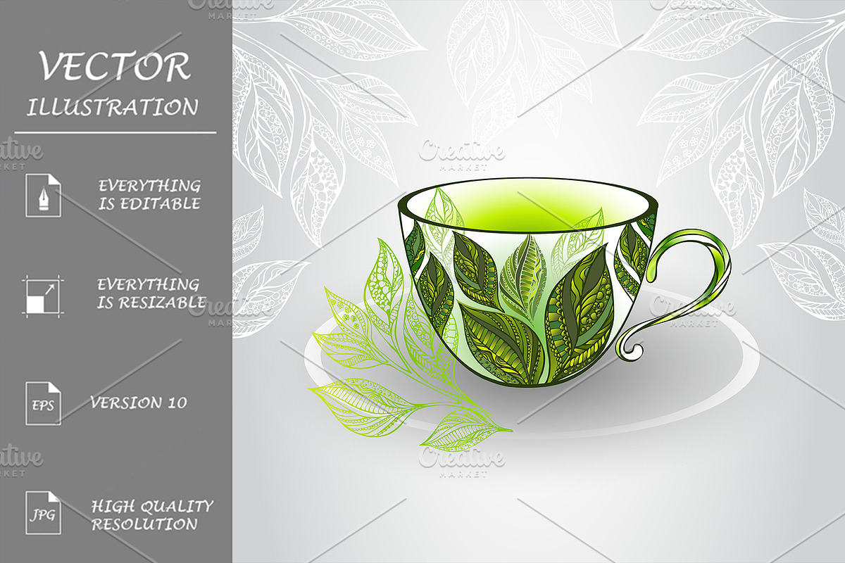 Cup with Green Tea, a Food Illustration by blackmoon9