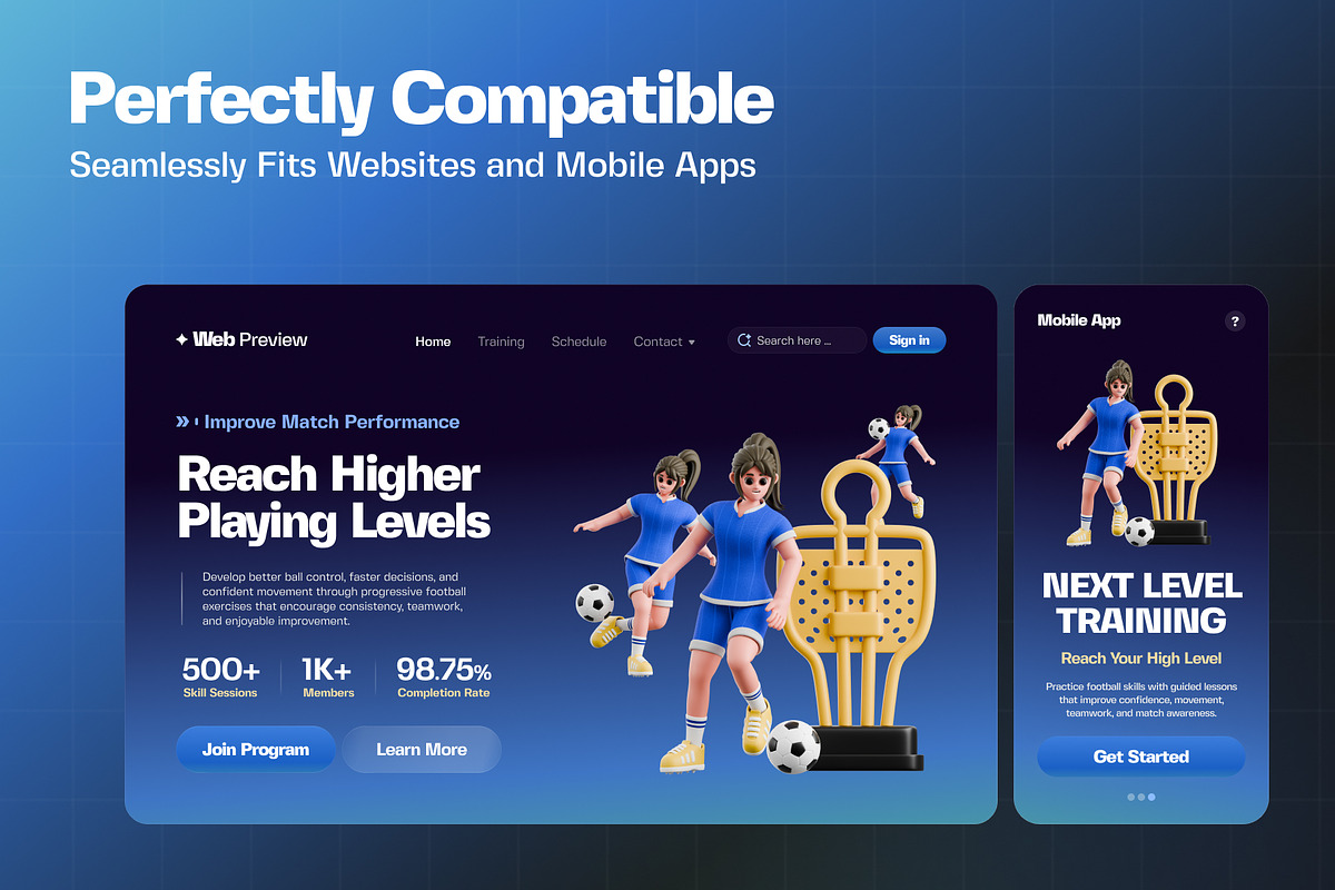 Football Women 3D Character Pack, a Characters & Person 3D Model by Haps Space (Photo 3 of 4)