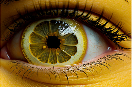 Distinctive Man lemon eyes. Generate, a Food & Drink Photo by Ylivdesign