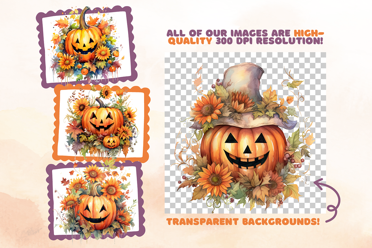 Halloween Jack O Lantern Clip Art, a Seasonal Illustration by Whimsy & Wishes (Photo 2 of 5)