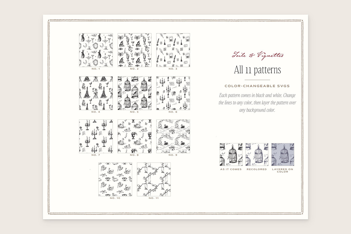 Toile & Vignette Seamless Patterns, a Pattern Graphic by The October Creative (Photo 2 of 12)
