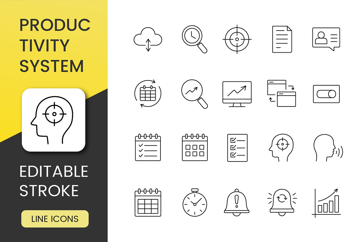 Productivity & Time Management Icons, an Outline Icon by Grand Design (Photo 1 of 3)