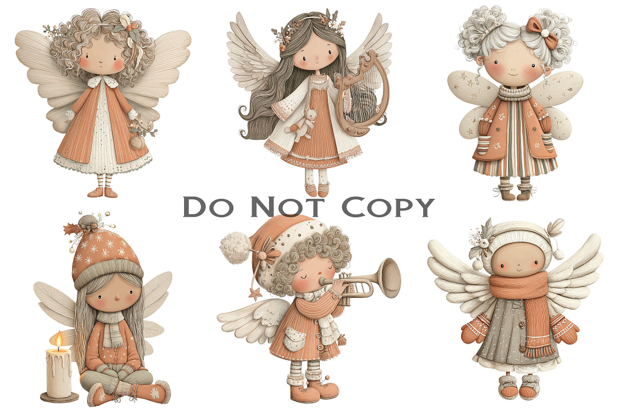 Whimsical Christmas Angel Clipart, an Illustration by Craft Nest (Photo 9 of 9)