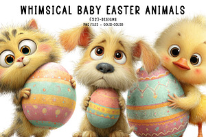 Whimsical baby easter animals clipar, an Illustration by CreationArt