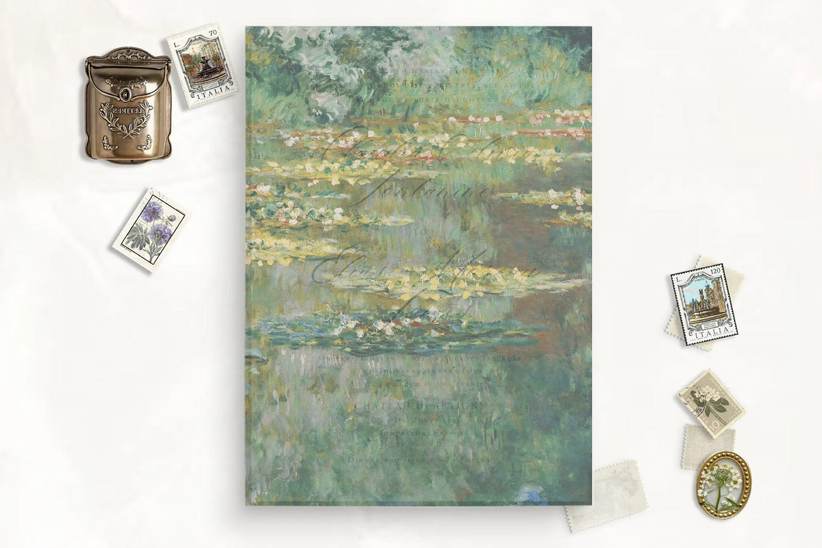 Waterlilies II Vellum Overlay Print, a Stationery Template by SilverJoyAtelier (Photo 2 of 2)