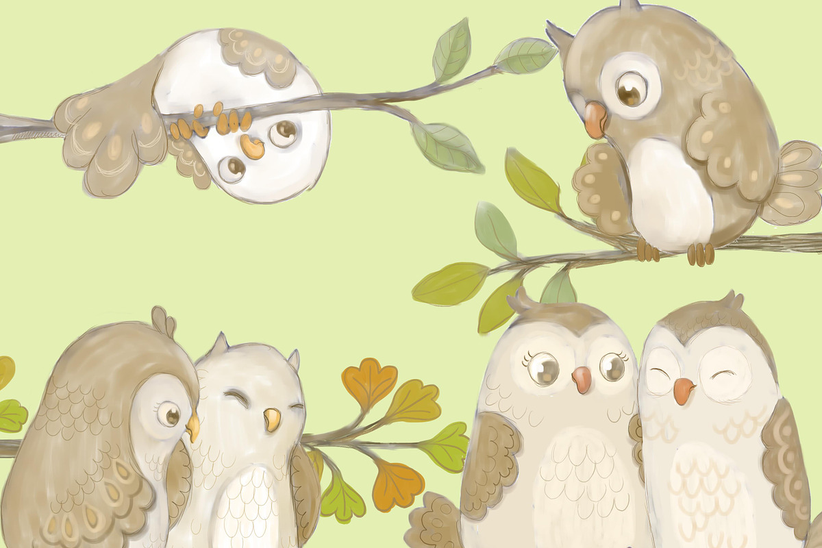 Little Owls Clipart, a Decorative Illustration by Paper Doll Pets (Photo 5 of 6)
