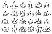 Doodle Crown, Black + Golden Clipart, an Icon by RabbitAndPencil (Thumbnail 2 of 5)
