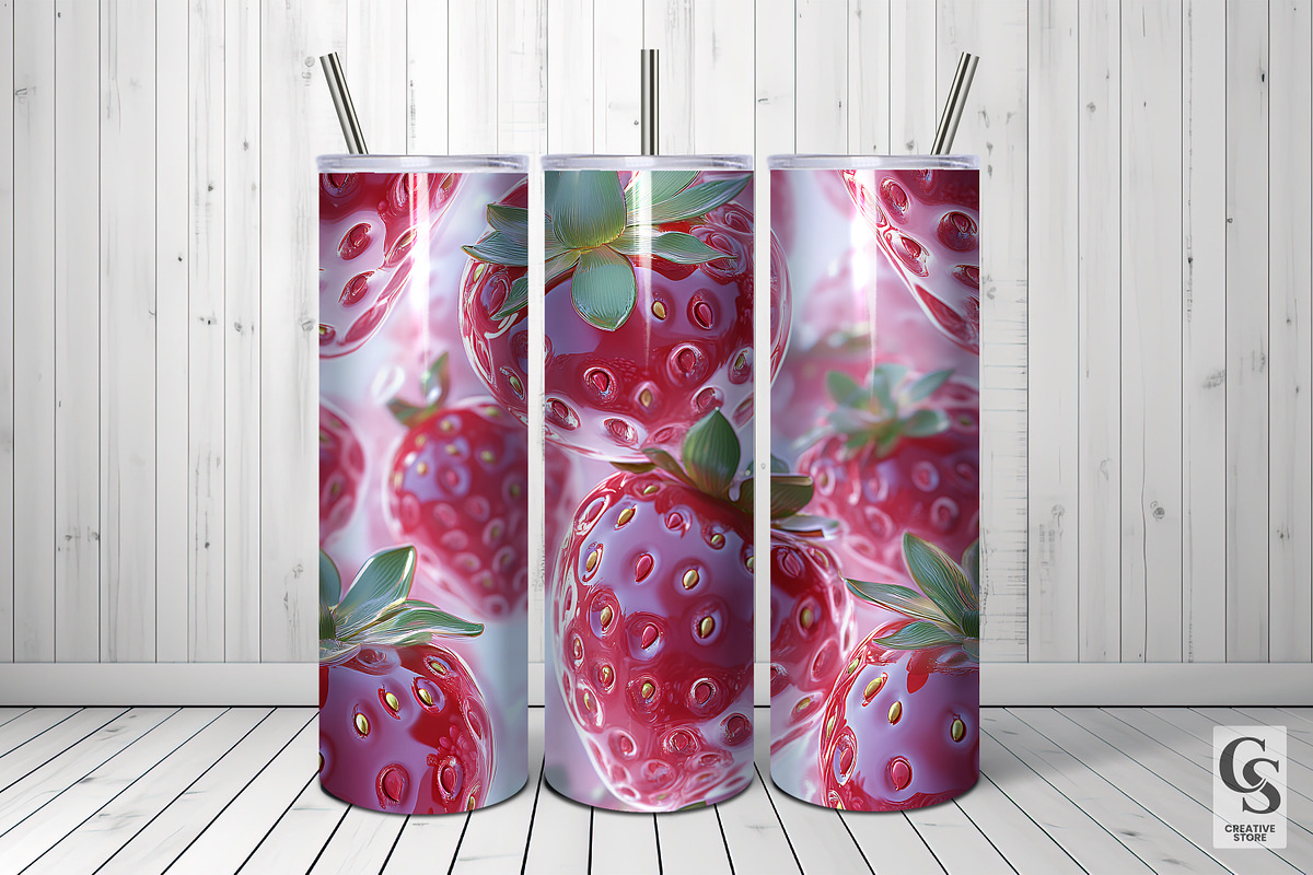 3D Glossy Red Strawberry Patterns, a Pattern Graphic by Creative Store (Photo 2 of 5)