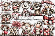 Animals Valentine Day Clipart, an Illustration by Canvas Craft (Thumbnail 1 of 6)