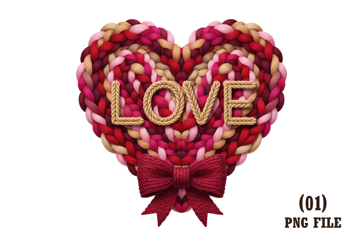 Crochet LOVE Heart PNG,Chunky Yarn, an Illustration by DreamArtGraphic (Photo 1 of 6)