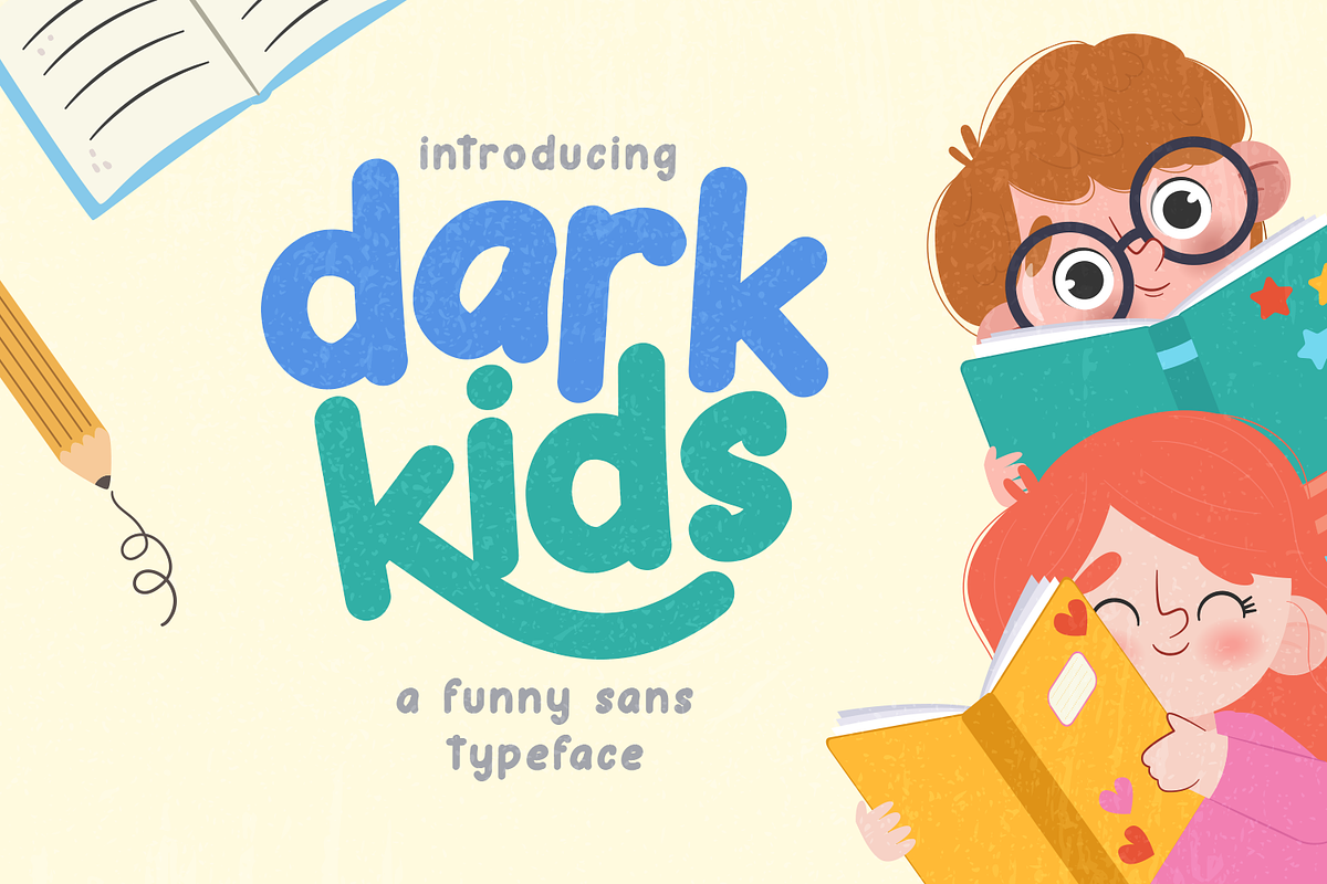 Dark Kids - A Funny & Playful Font, a Font by Pixesia Studio (Photo 1 of 10)