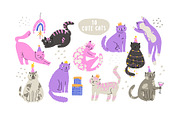 FUNNY CATS: birthday clipart cards, an Animal Illustration by Elliko shop (Thumbnail 2 of 16)