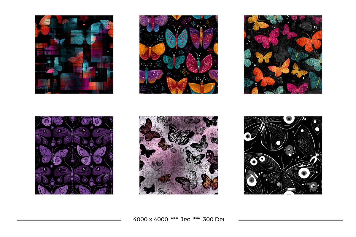 Butterfly Retro Art Style Patterns, a Pattern Graphic by karenfoleyphoto (Photo 8 of 16)