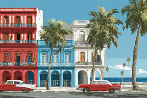 Cubas vintage cars and buildings, a Photo by Beautiful things