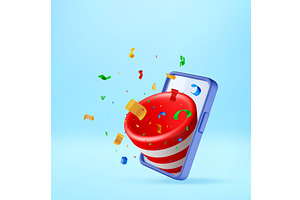 3D Party popper with confetti flying, an Object Illustration by Abscent