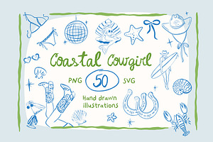 Coastal Cowgirl Western Hand Drawn