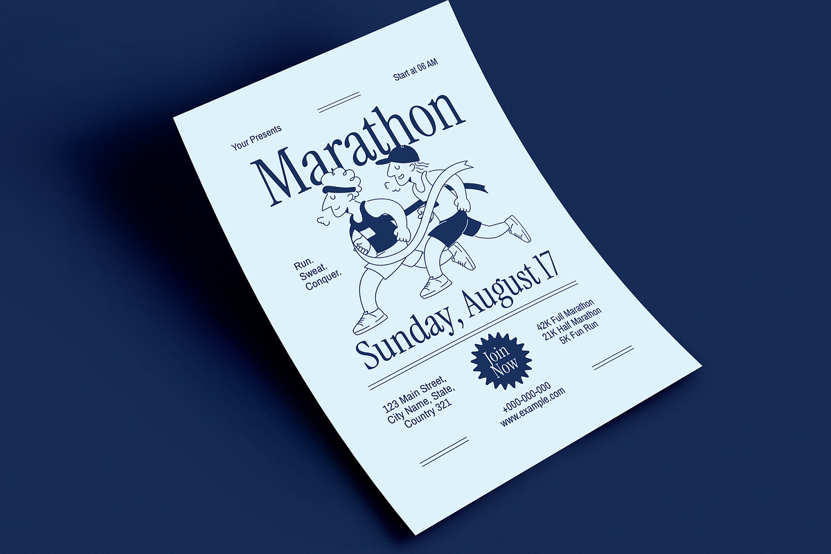Retro Cartoon Marathon Flyer preview 2